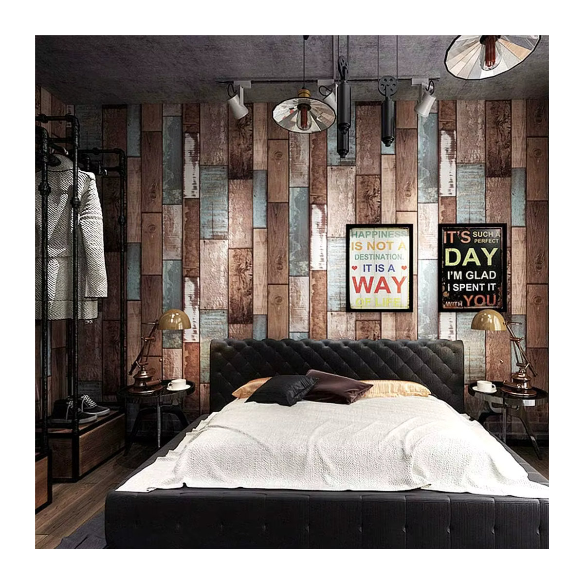 KALYNN Wandaufkleber in Vintage Holzmaserung, wasserfeste PVC Wanddekoration für Schlafzimmer und Möbel, Braun - Bild 3