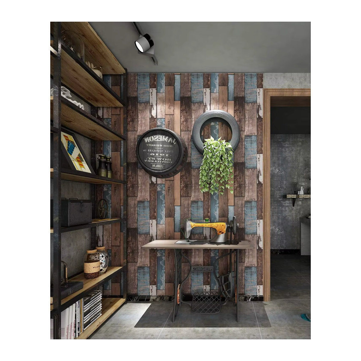 KALYNN Wandaufkleber in Vintage Holzmaserung, wasserfeste PVC Wanddekoration für Schlafzimmer und Möbel, Braun - Bild 5