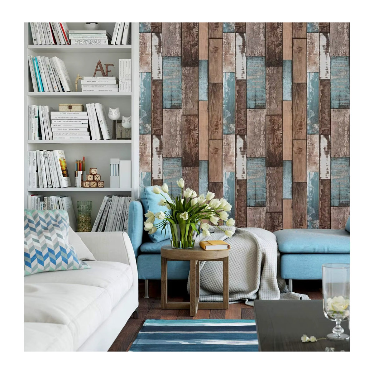 KALYNN Wandaufkleber in Vintage Holzmaserung, wasserfeste PVC Wanddekoration für Schlafzimmer und Möbel, Braun - Bild 6