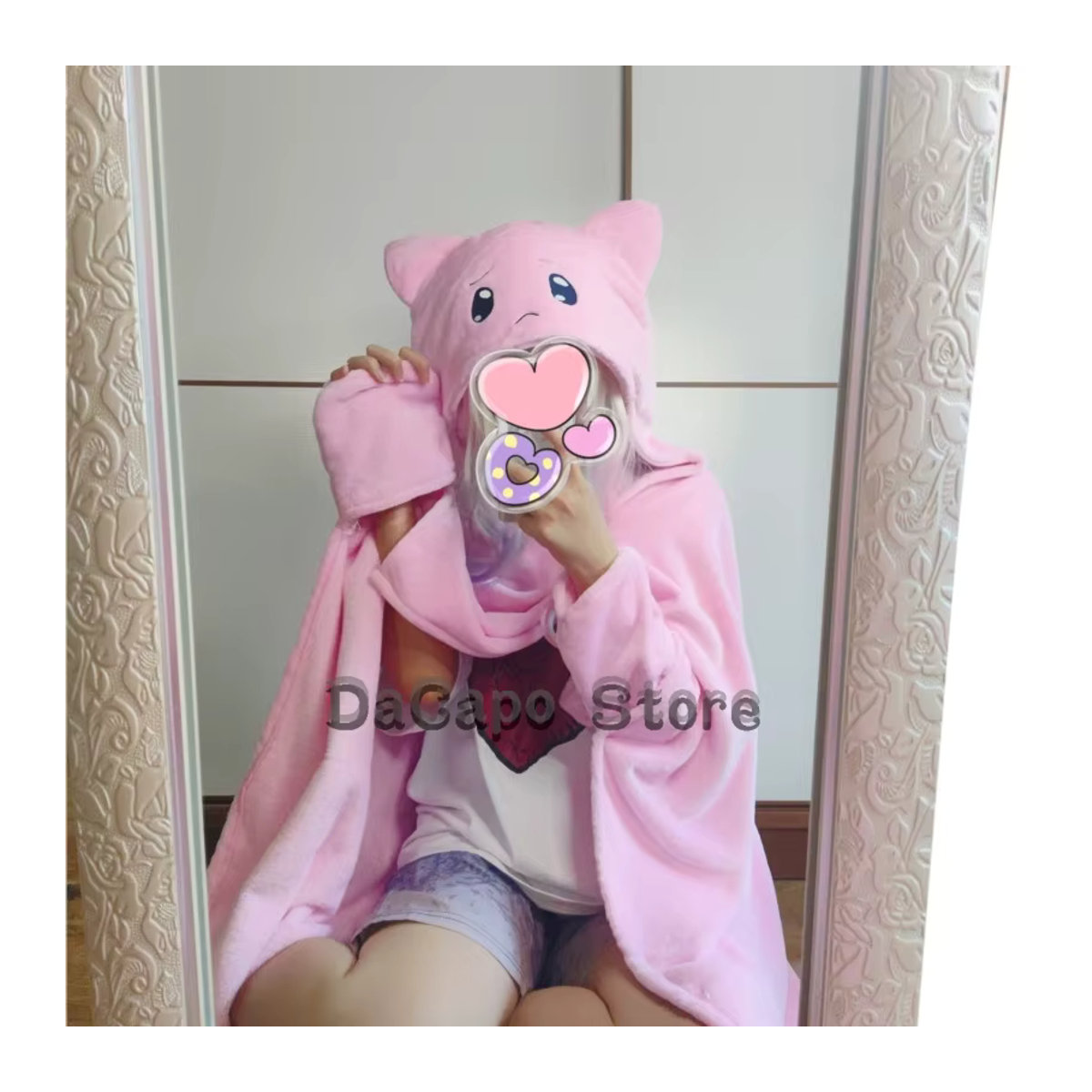 KAngel P-chan Needy Girl Overdose Kapuzen-Plüschdecke in Rosa mit Katzen-Cape Design - Bild 3
