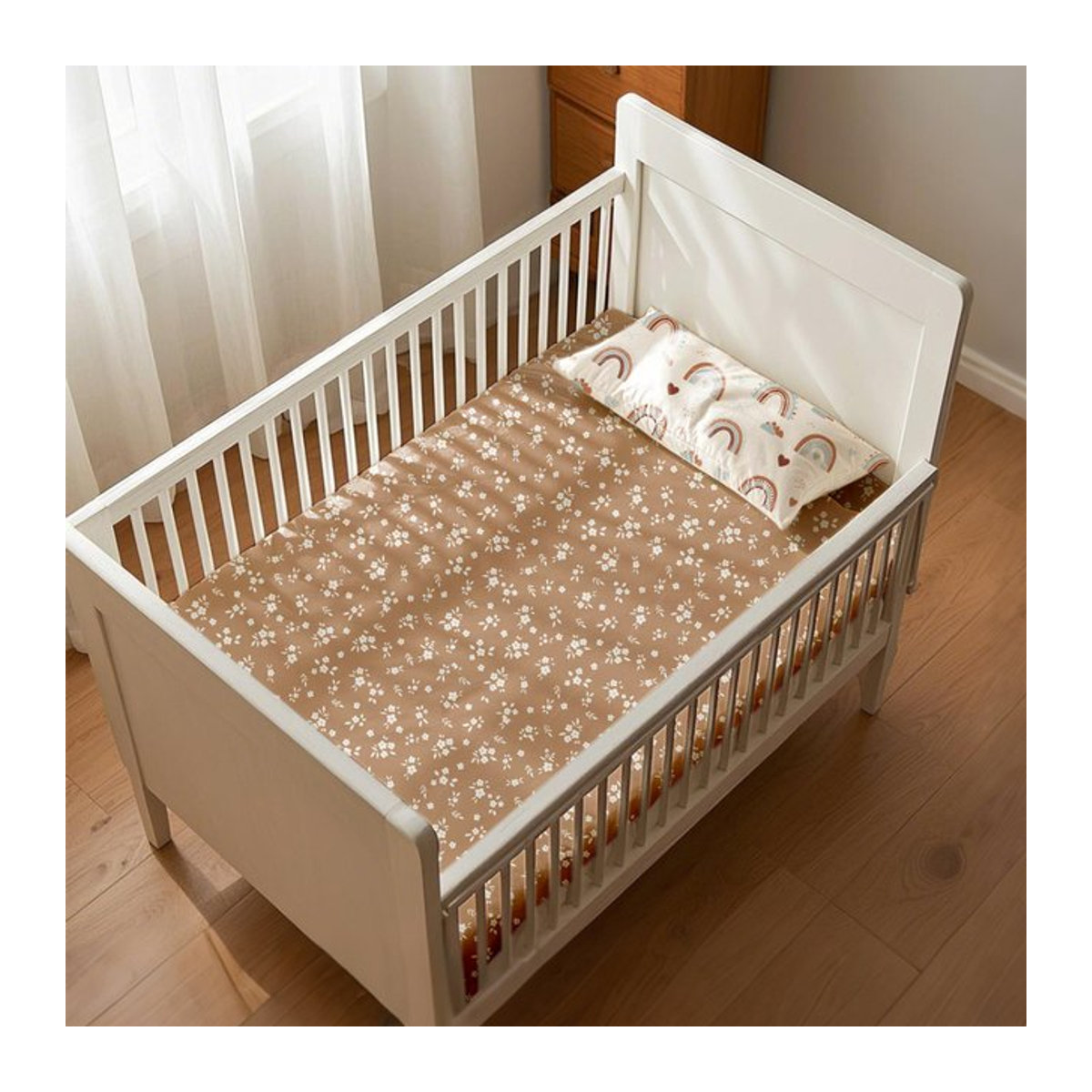 Kangobaby Babybettlaken aus Bambus und Baumwolle, Beige, B/T/H: 130 x 70 x 20 cm - Bild 1
