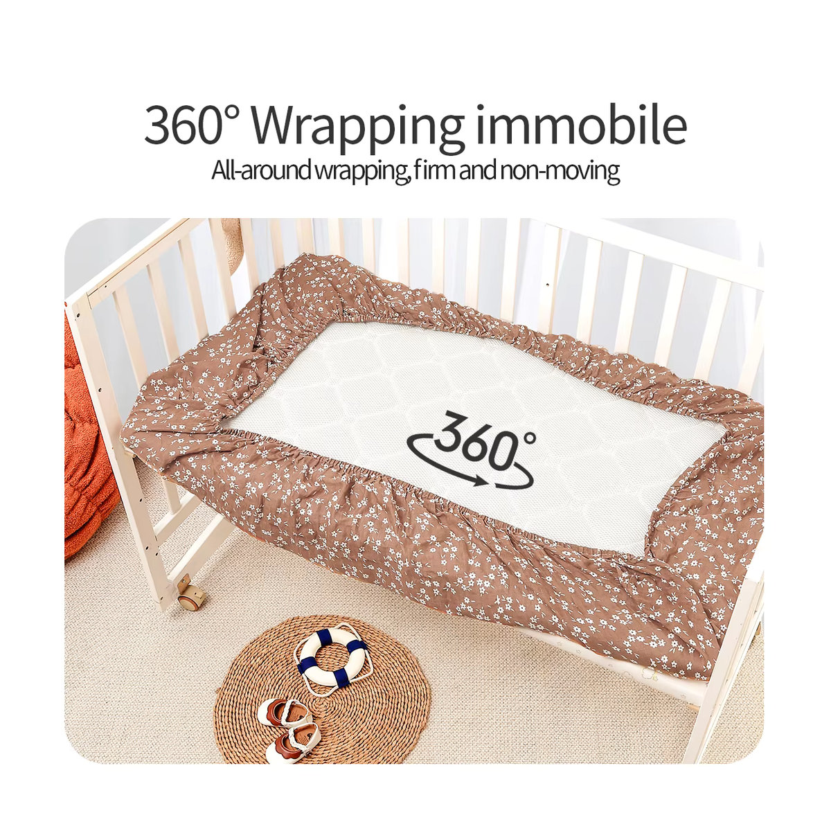 Kangobaby Babybettlaken aus Bambus und Baumwolle, Beige, B/T/H: 130 x 70 x 20 cm - Bild 2
