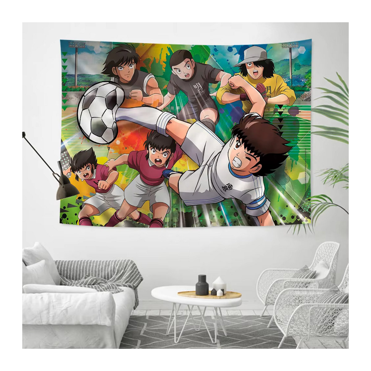 Kapitän Tsubasa Cartoon Fotografie-Hintergrund für Kindergeburtstage, mehrfarbig, Textil, rechteckig, B: 120 cm, H: 70 cm - Bild 2
