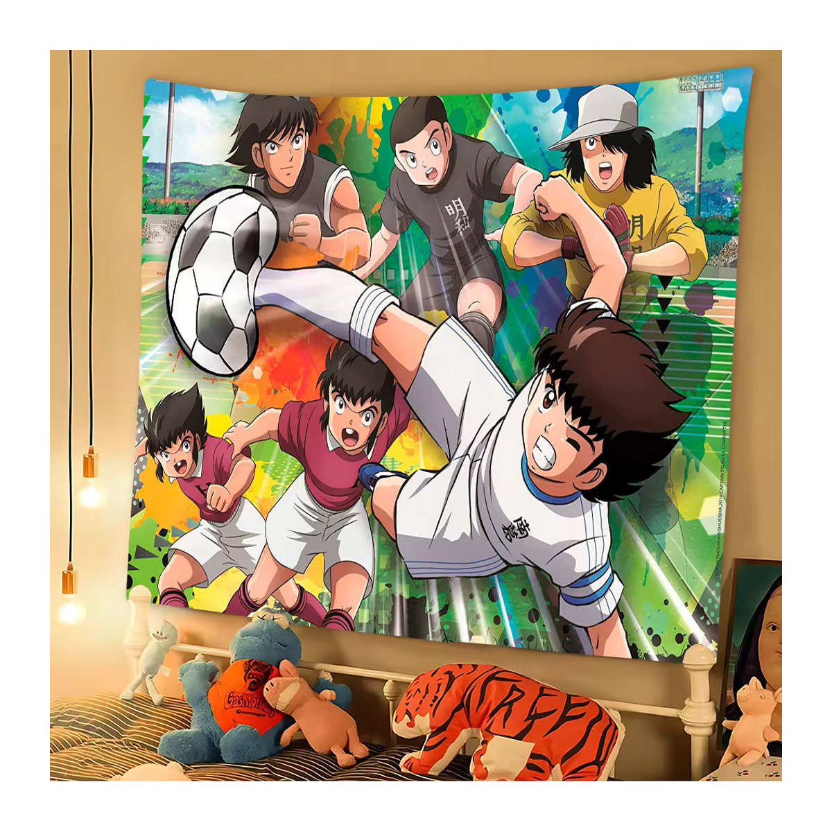 Kapitän Tsubasa Cartoon Fotografie-Hintergrund für Kindergeburtstage, mehrfarbig, Textil, rechteckig, B: 120 cm, H: 70 cm - Bild 5