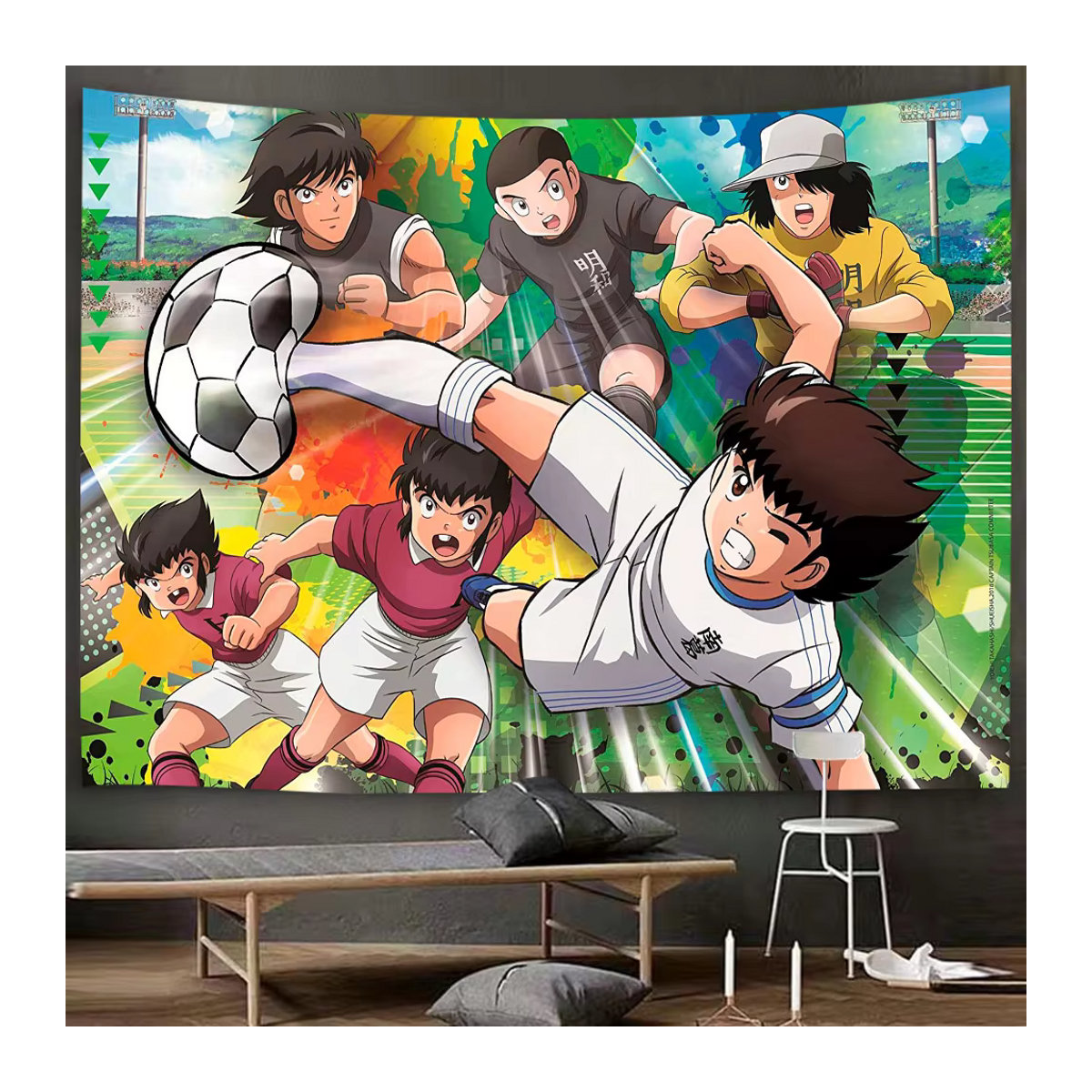 Kapitän Tsubasa Cartoon Fotografie-Hintergrund für Kindergeburtstage, mehrfarbig, Textil, rechteckig, B: 120 cm, H: 70 cm - Bild 6