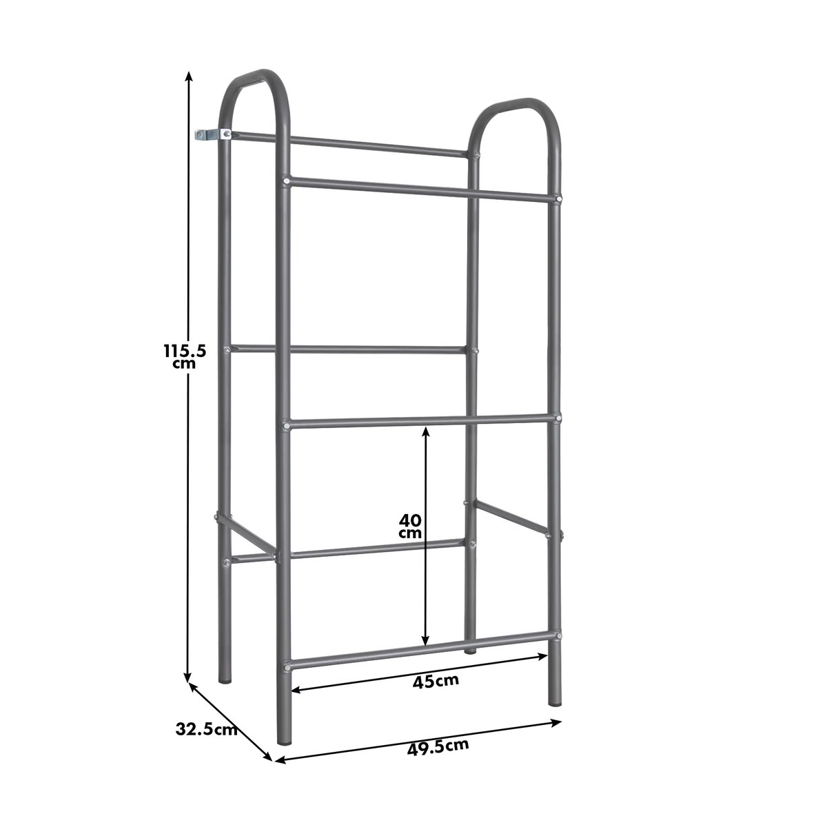 Karat Flaschenkastenständer Rocket Wandregal aus Metall in Grau/Silber, B/T/H: 49,5 x 32,5 x 115,5 cm - Bild 2