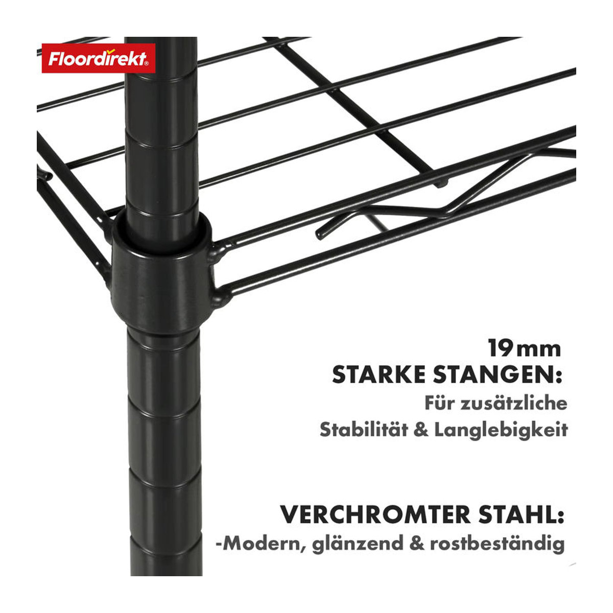 Karat Metallregal Rocky Schwarz mit 5 Böden B/T/H: 90 x 60 x 200 cm - Bild 1