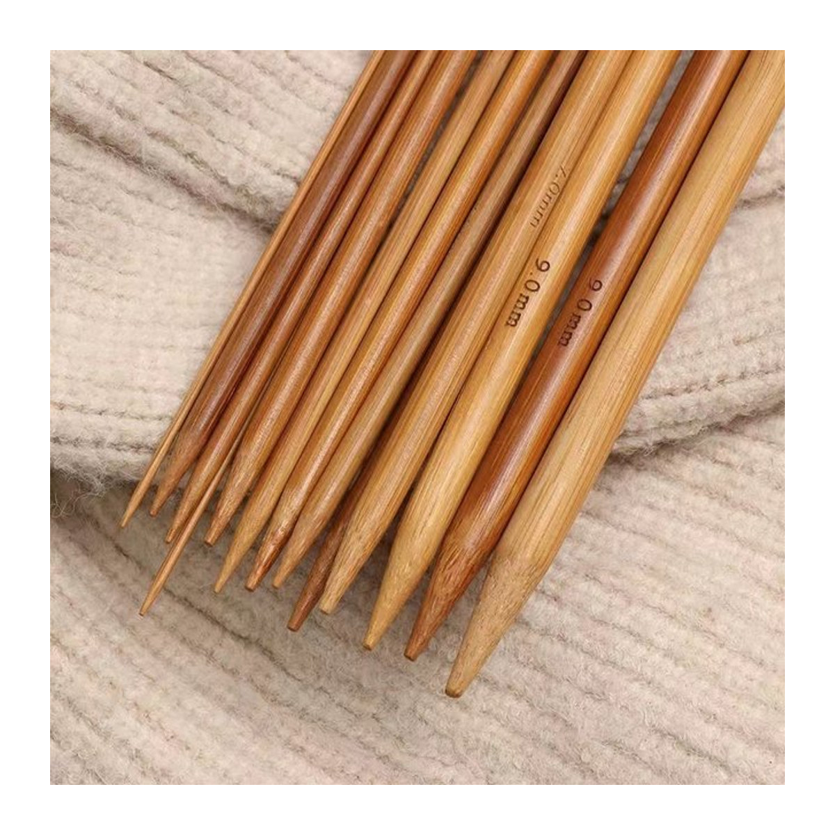 Karbonisierte Bambus Stricknadeln für Pullover und Schals, Länge: 36 cm, Natur - Bild 1