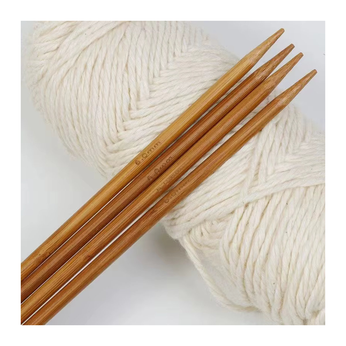 Karbonisierte Bambus Stricknadeln für Pullover und Schals, Länge: 36 cm, Natur - Bild 3