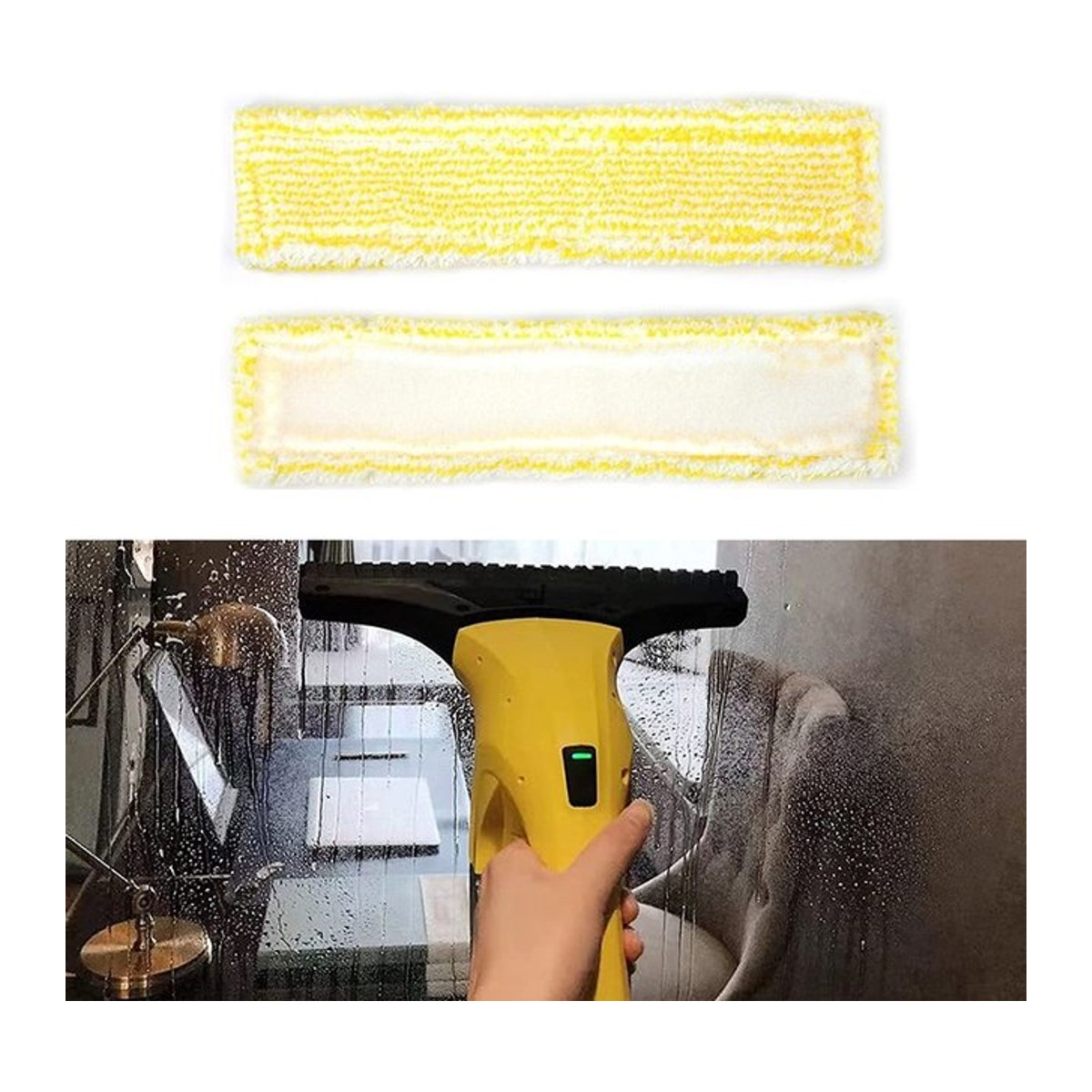 Kärcher Ersatz Mopp Tuch Gelb für Fensterstaubsauger WV2 und WV5 zum Reinigen von Glasflächen und Waschbar - Bild 1