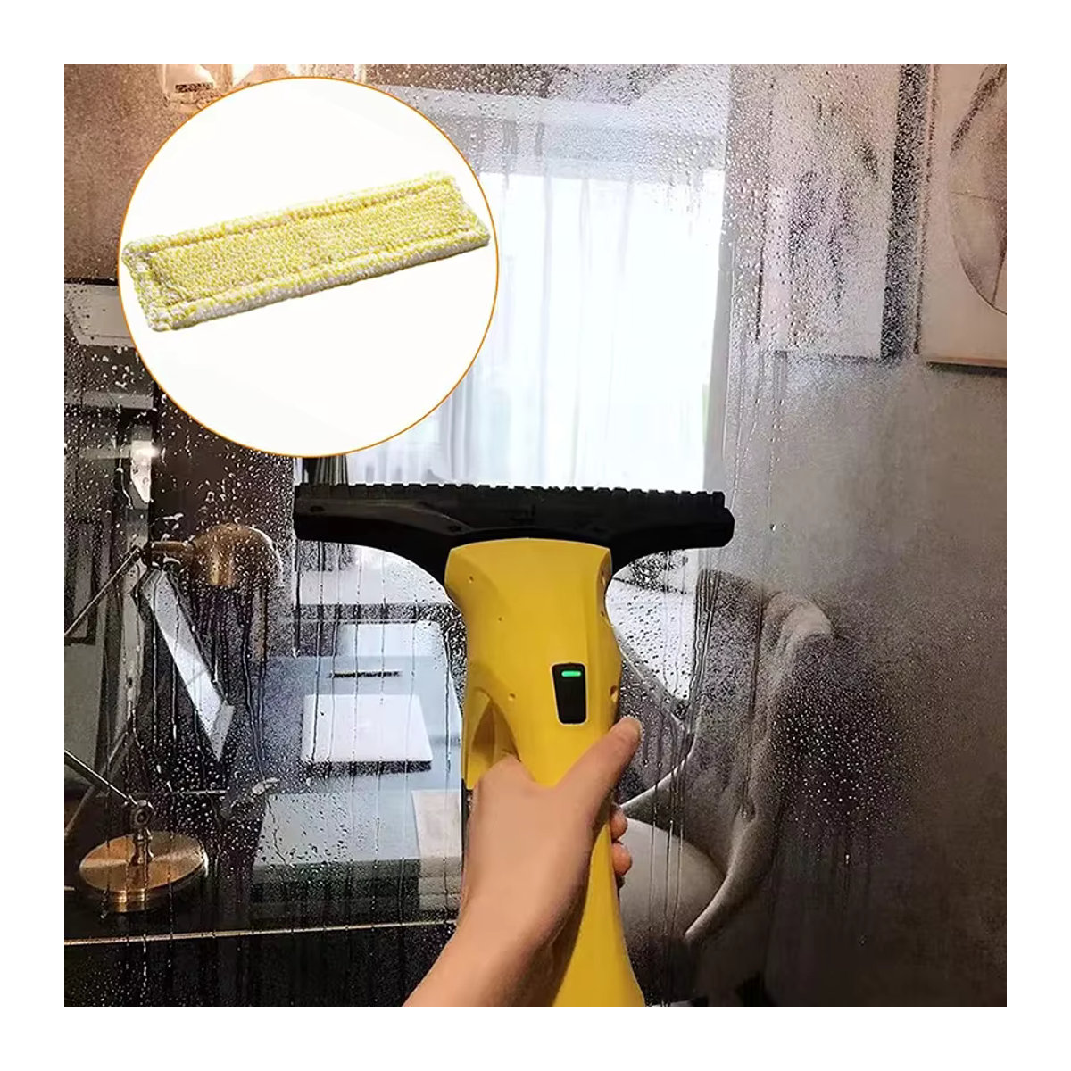 Kärcher Ersatz Mopp Tuch Gelb für Fensterstaubsauger WV2 und WV5 zum Reinigen von Glasflächen und Waschbar - Bild 3