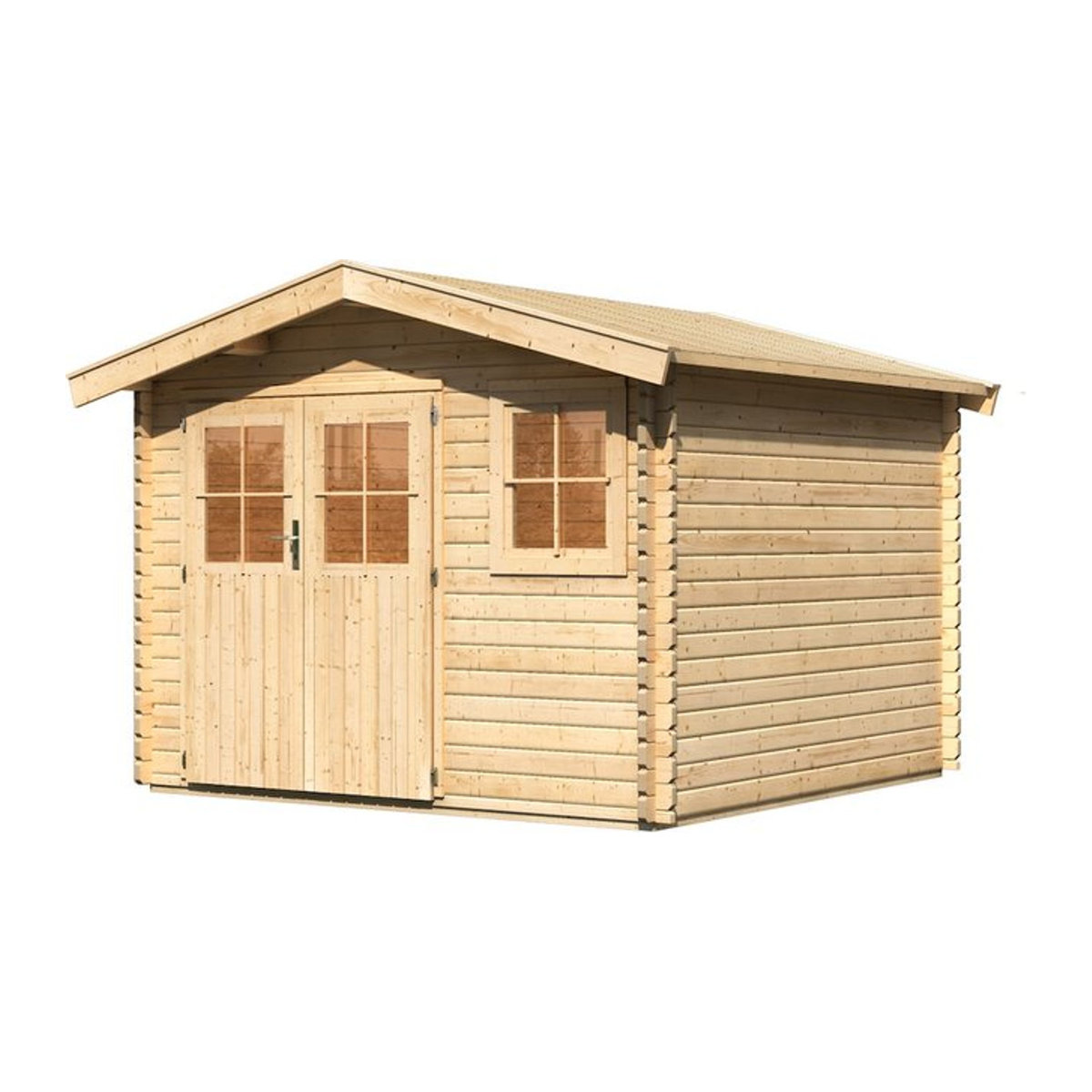 Karibu Blockbohlenhaus Comfort 1 in Natur mit Fußboden und Dacheindeckung - Bild 1