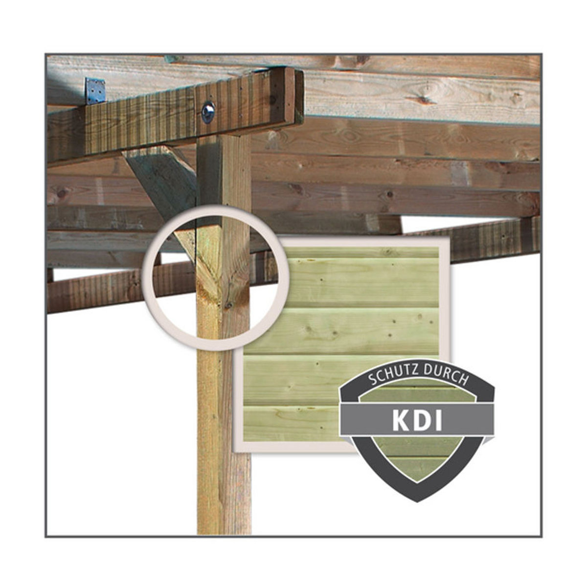 Karibu Doppelcarport Classic 3 Variante A aus Massivholz mit PVCDach in Natur und Grün, B/T: 563 x 777,5 cm - Bild 1