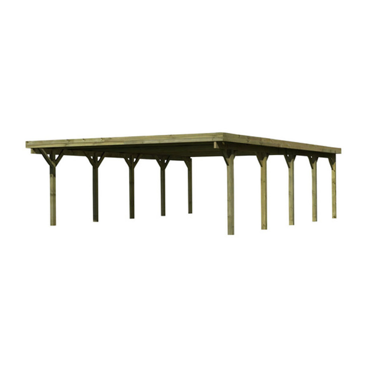 Karibu Doppelcarport Classic 3 Variante A aus Massivholz mit PVCDach in Natur und Grün, B/T: 563 x 777,5 cm - Bild 2