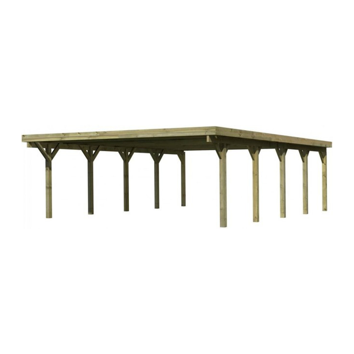 Karibu Doppelcarport Classic 3 Variante A aus Massivholz mit PVCDach in Natur und Grün, B/T: 563 x 777,5 cm - Bild 3