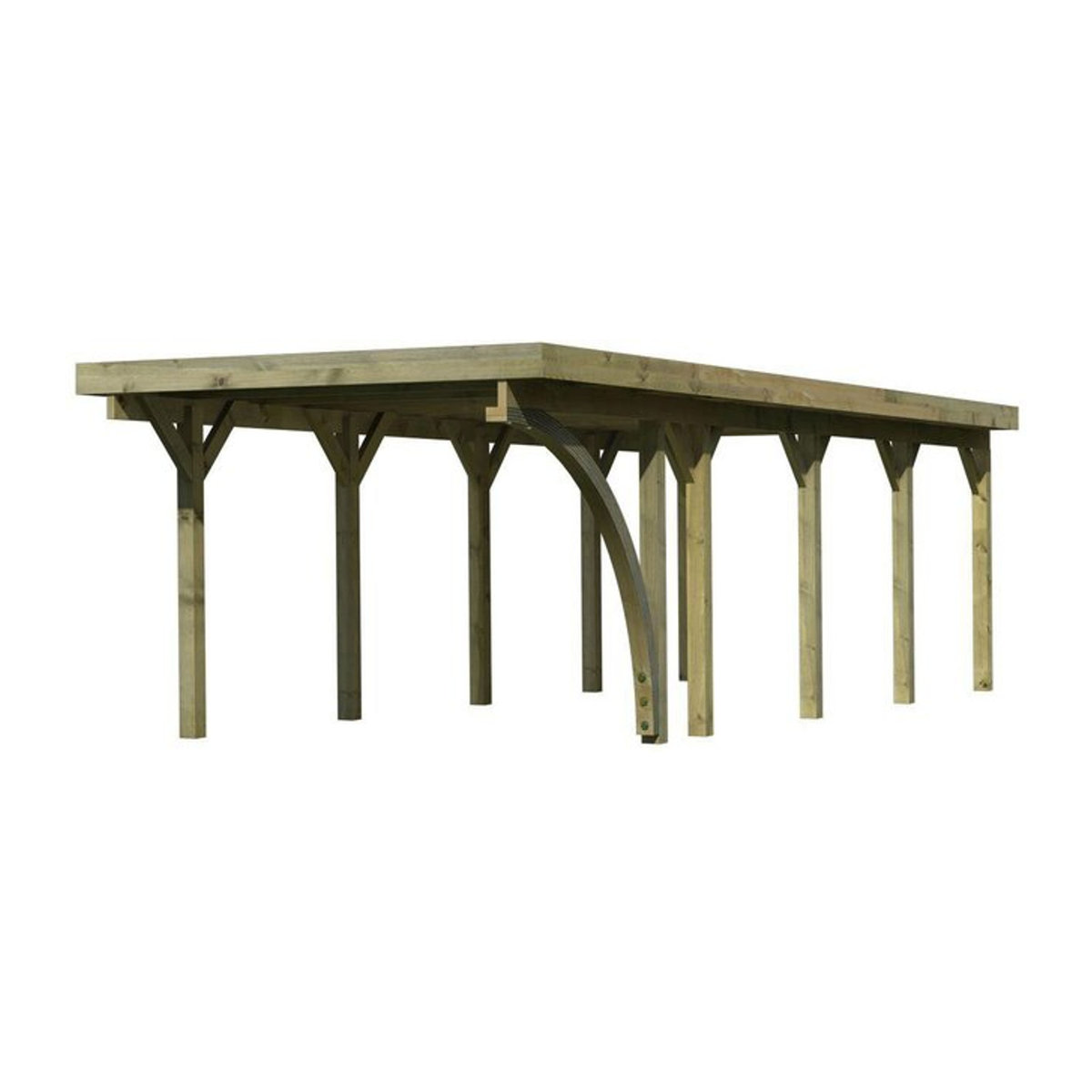 Karibu Einzelcarport Classic 3 Variante B aus Massivholz mit PVCDach und Einfahrtsbogen, Farbe: Natur/Grün, B/T: 273 x 777,5 cm - Bild 2