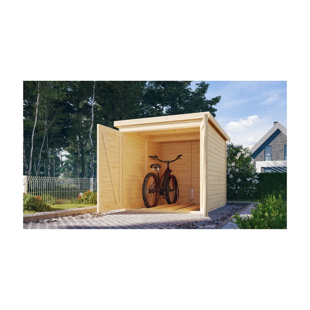 KARIBU Fahrradgarage aus naturbelassenem Holz - Bild 2