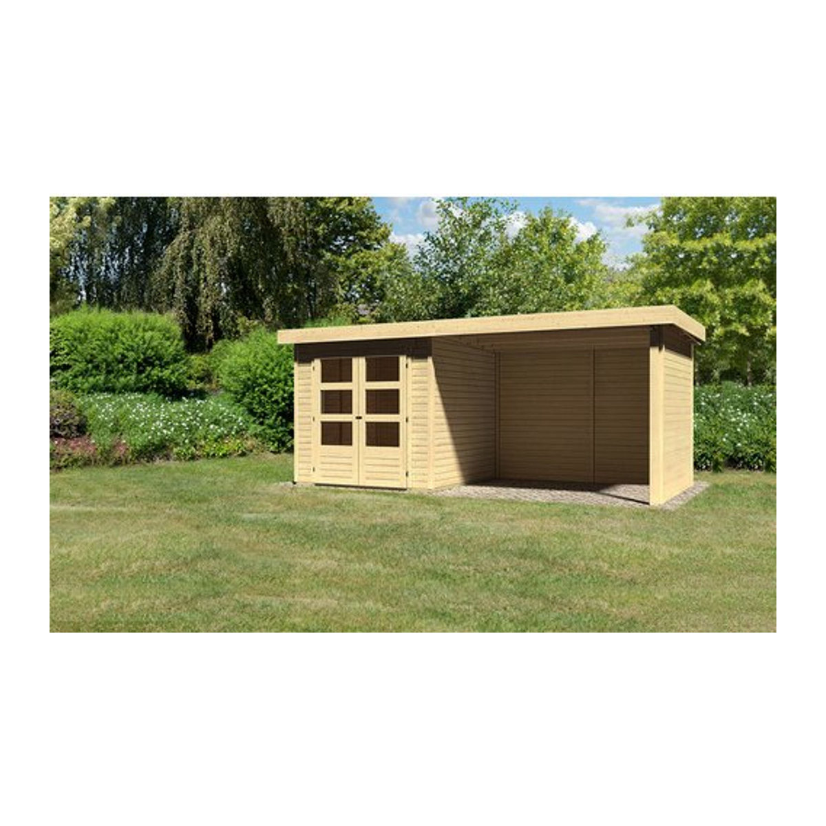 Karibu Gartenhaus ASKOLA 3 aus Holz in Beige B/H/T: 468 x 211 x 217 cm - Bild 1