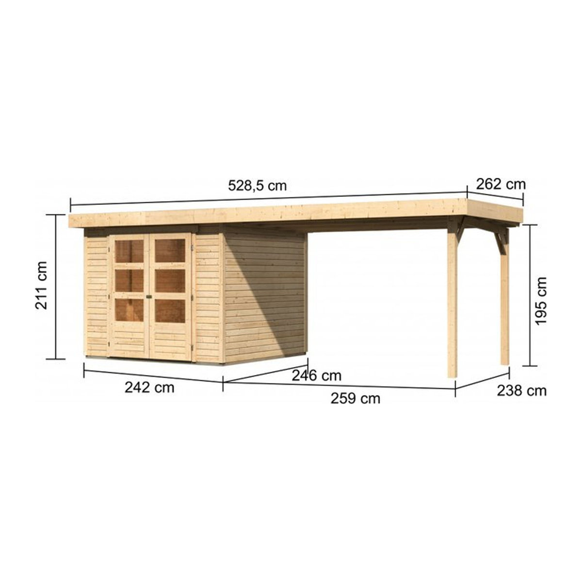 Karibu Gartenhaus ASKOLA aus Holz in Beige mit klassischem Design B/H/T: 500 x 211 x 478 cm - Bild 2