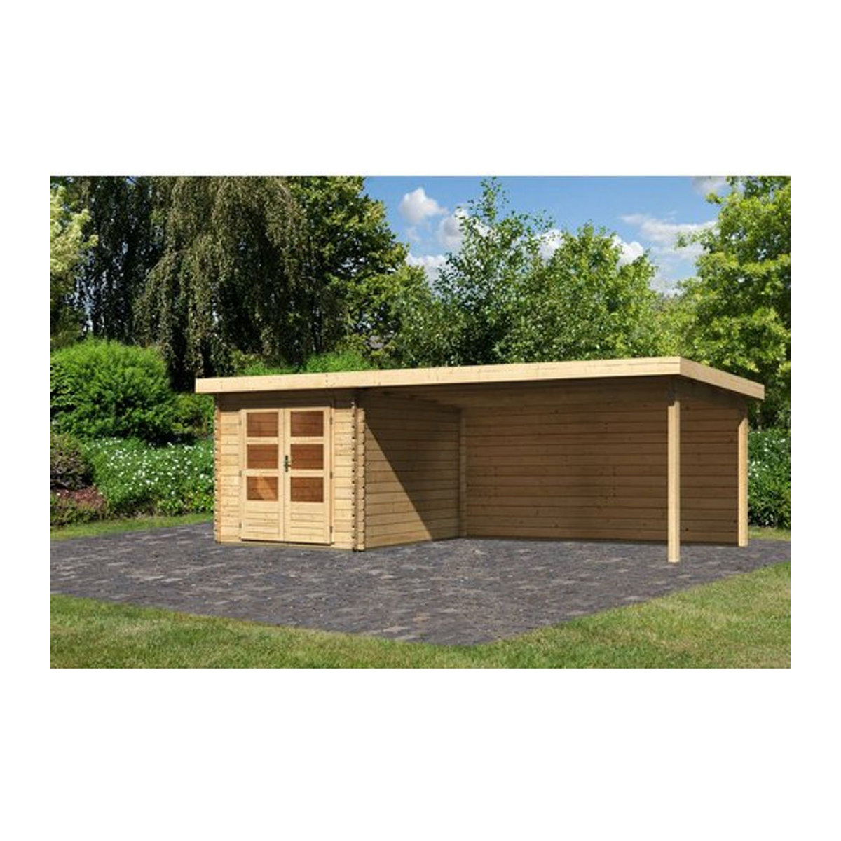 Karibu Gartenhaus Bastrup aus Holz in Beige B/H/T: 680 x 222 x 297 cm - Bild 1