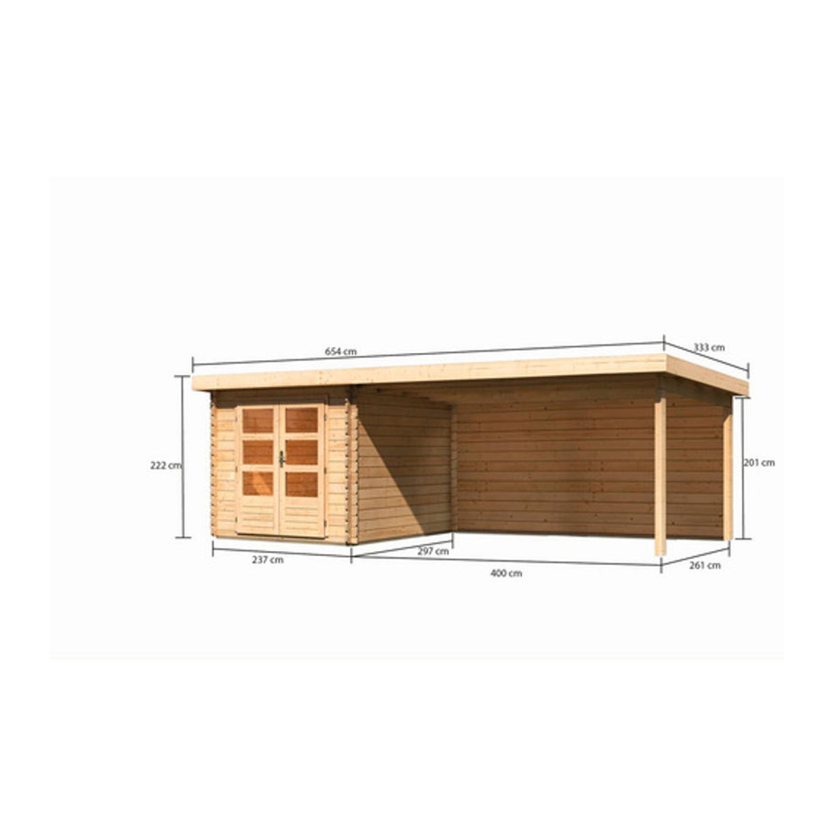 Karibu Gartenhaus Bastrup aus Holz in Beige B/H/T: 680 x 222 x 297 cm - Bild 2