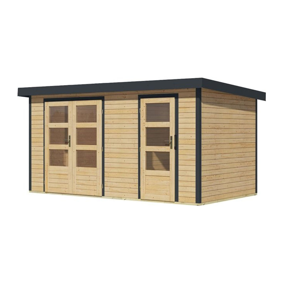 Karibu Gartenhaus Kalifornien aus Holz und Metall in Natur - Bild 1