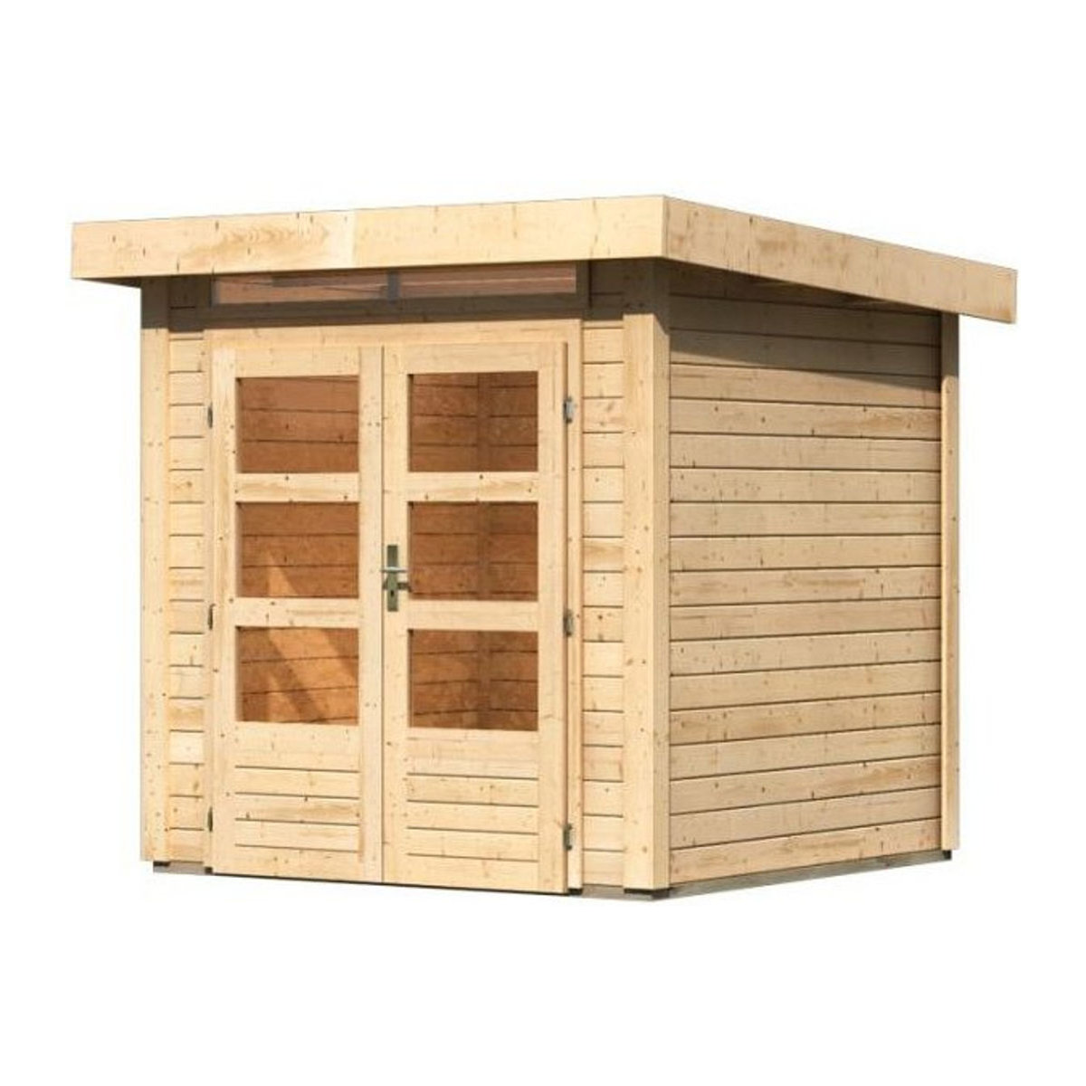 Karibu Gartenhaus Kandern 2 aus Massivholz in Natur und Grau, Landhaus-Stil, B/H/T: 244 x 222 x 204 cm - Bild 2