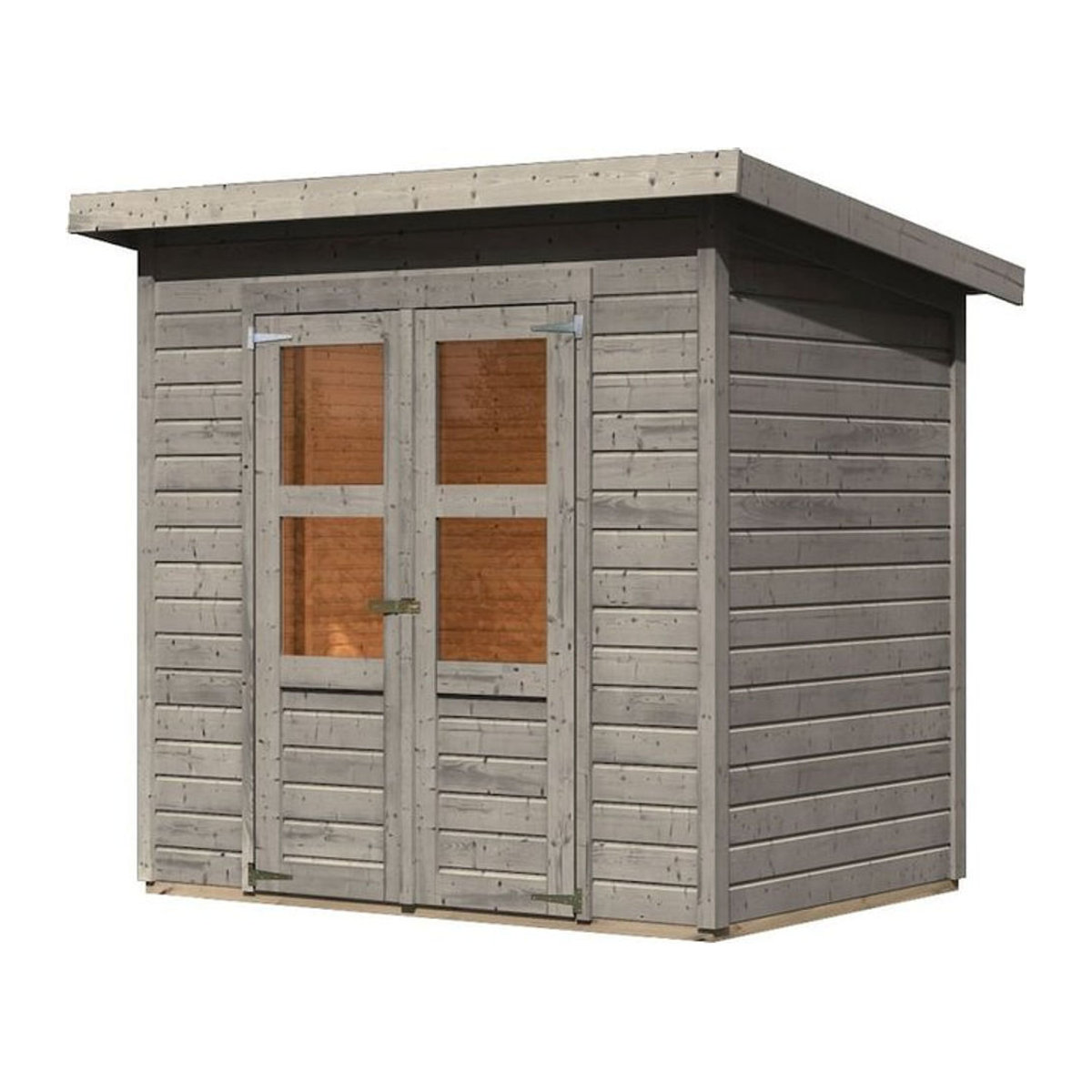 Karibu Gartenhaus Kano aus Kiefer in Natur und Grau im skandinavischen Design - Bild 1