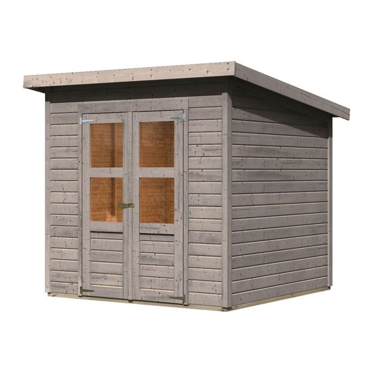 Karibu Gartenhaus Kano aus Kiefernholz in Natur und Grau im skandinavischen Design - Bild 1