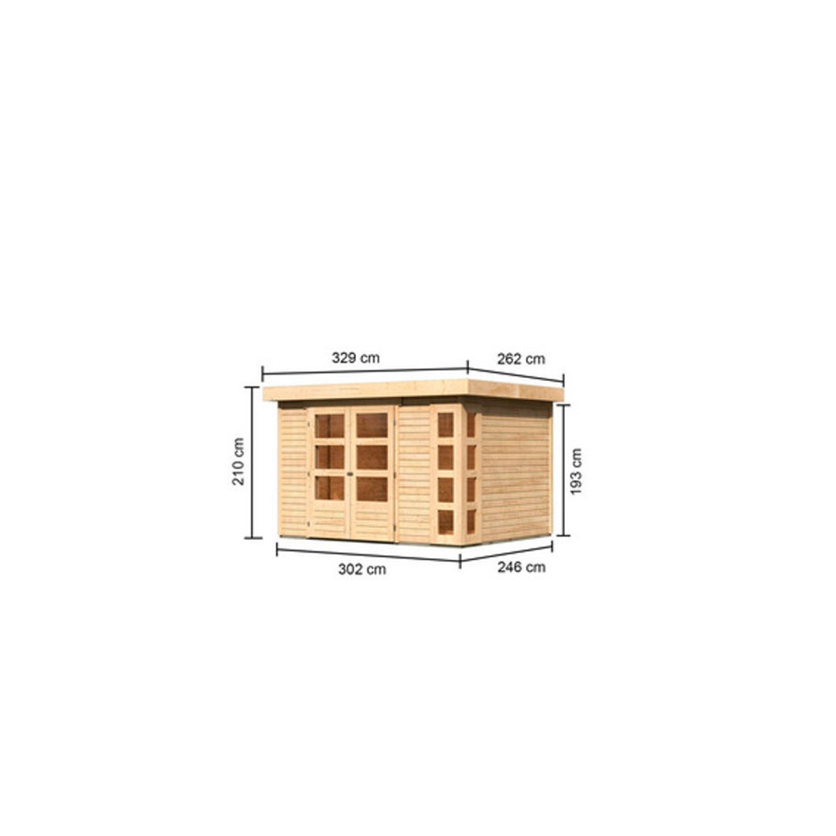 Karibu Gartenhaus Kerko 5 aus Holz in Beige B/H/T: 302 x 210 x 246 cm - Bild 2