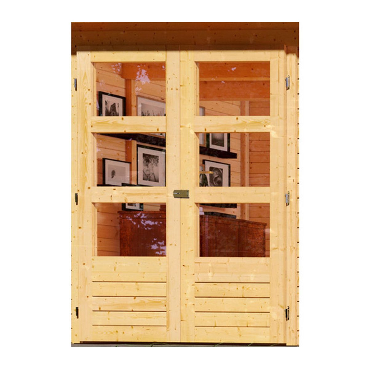 Karibu Gartenhaus Kerko 5 aus Holz in Beige mit Anbaudach B/H/T: 302 x 210 x 246 cm - Bild 2