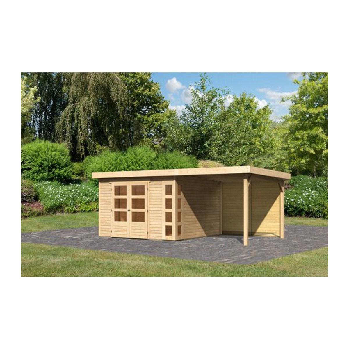 Karibu Gartenhaus Kerko 6 aus Holz in Braun, B/H/T: 302 x 216 x 306 cm - Bild 1