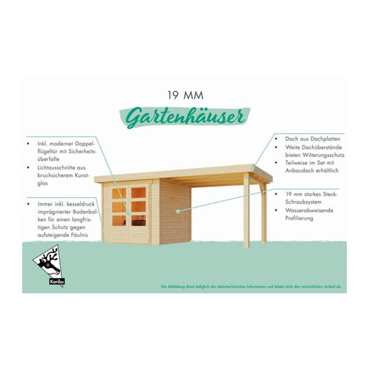 Karibu Gartenhaus Kerko 6 aus Holz in Braun, B/H/T: 302 x 216 x 306 cm - Bild 2