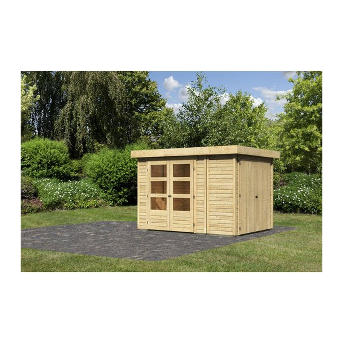 Karibu Gartenhaus Retola 2 aus Holz in Beige mit Anbauschrank B/H/T: 288 x 211 x 217 cm - Bild 1