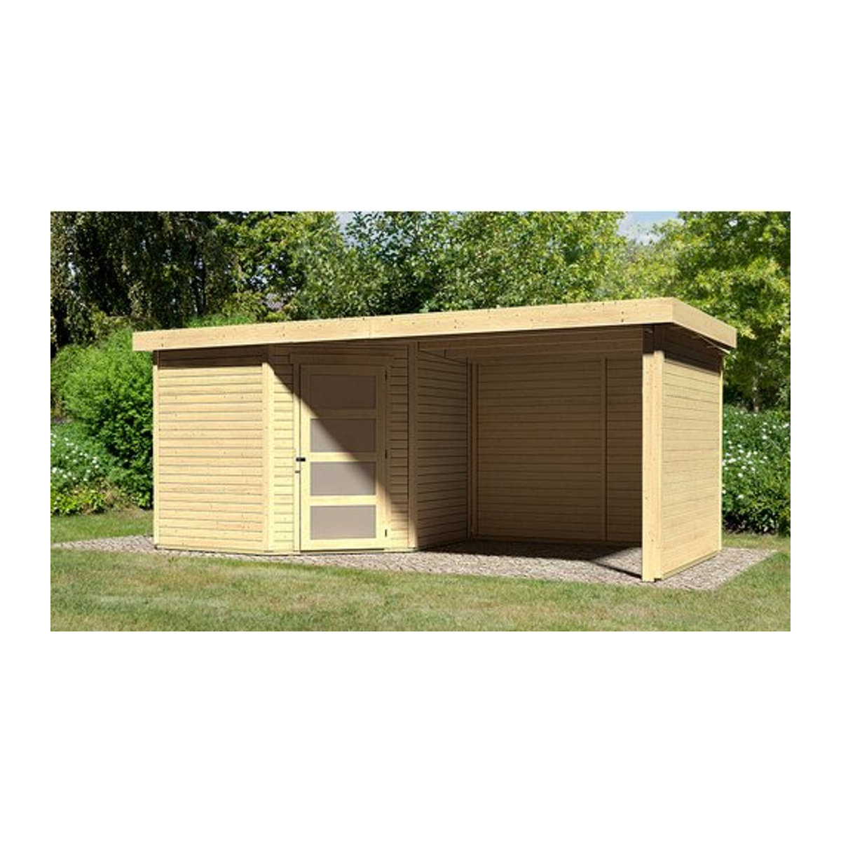 Karibu Gartenhaus Schwandorf aus Holz in Braun, B/H/T: 468 x 218 x 217 cm - Bild 1