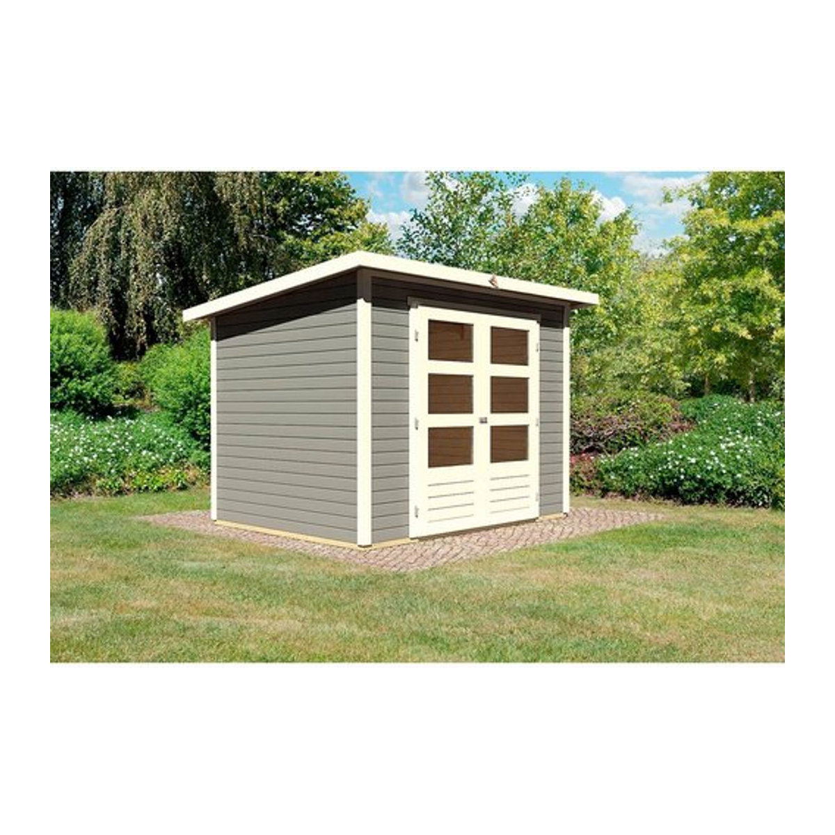 Karibu Gartenhaus Stockach 3 aus Massivholz in Grau, B/H/T: 249 x 197 x 186 cm - Bild 1