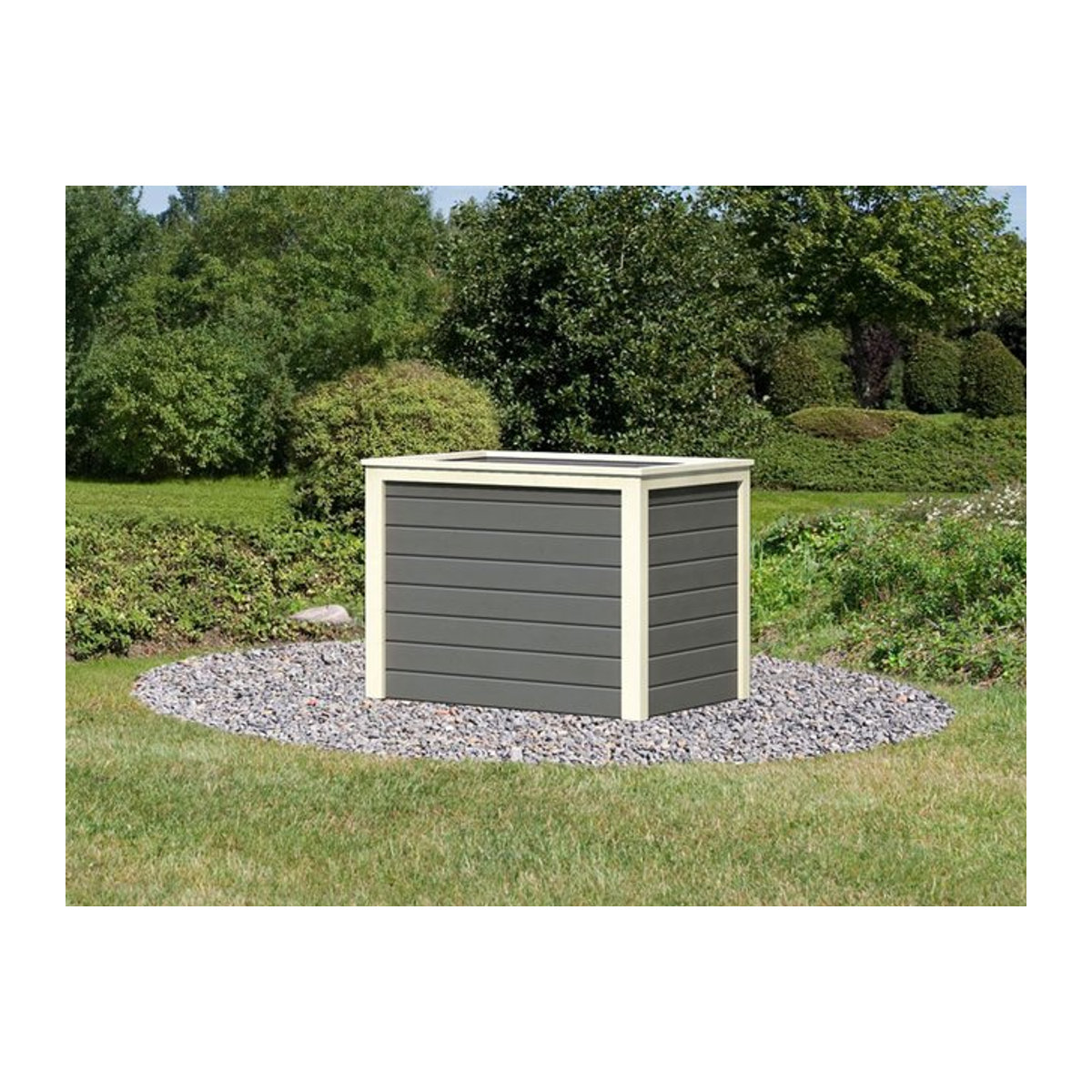 Karibu Hochbeet Lyss aus Holz mit Folie in Terragrau klein - Bild 1