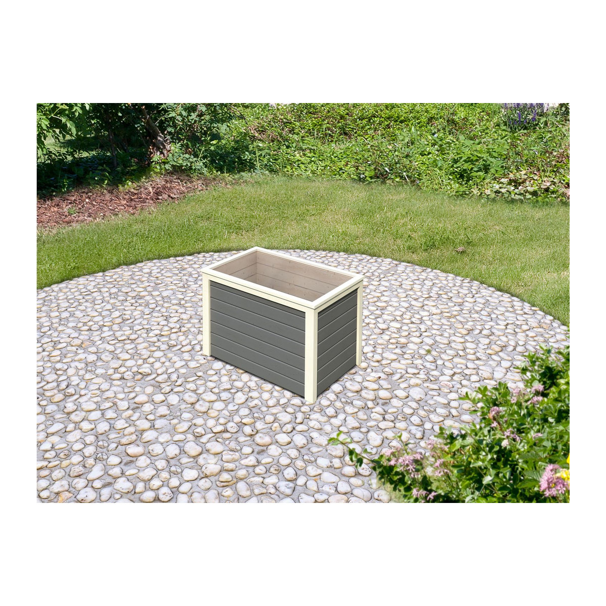 Karibu Hochbeet Lyss aus Holz mit Folie in Terragrau klein - Bild 2