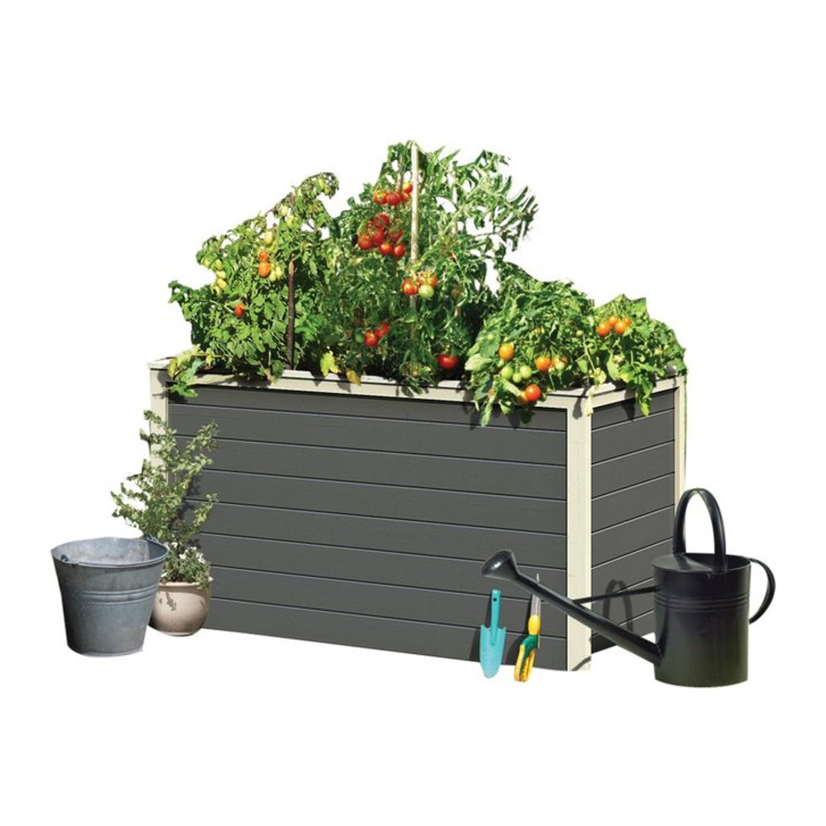 Karibu Hochbeet Lyss aus Holz mit Folie in Terragrau klein - Bild 5