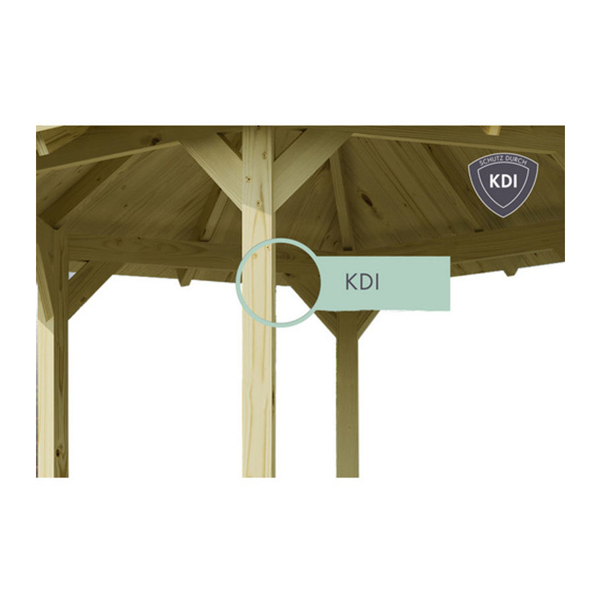 Karibu Pavillon Carport aus Massivholz Kiefer in Natur und Grün, B/T: 706,5 x 359 cm - Bild 1