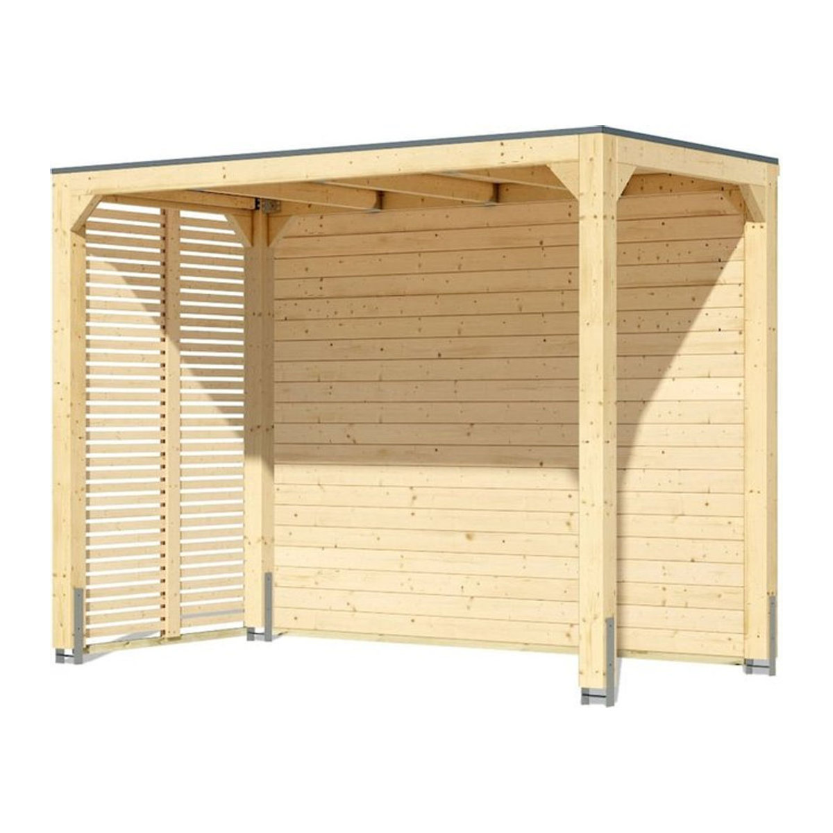 Karibu Promajna Small Pavillon aus Holz in Natur mit Rückwand und 2 Lamellenwänden im modernen Design - Bild 1