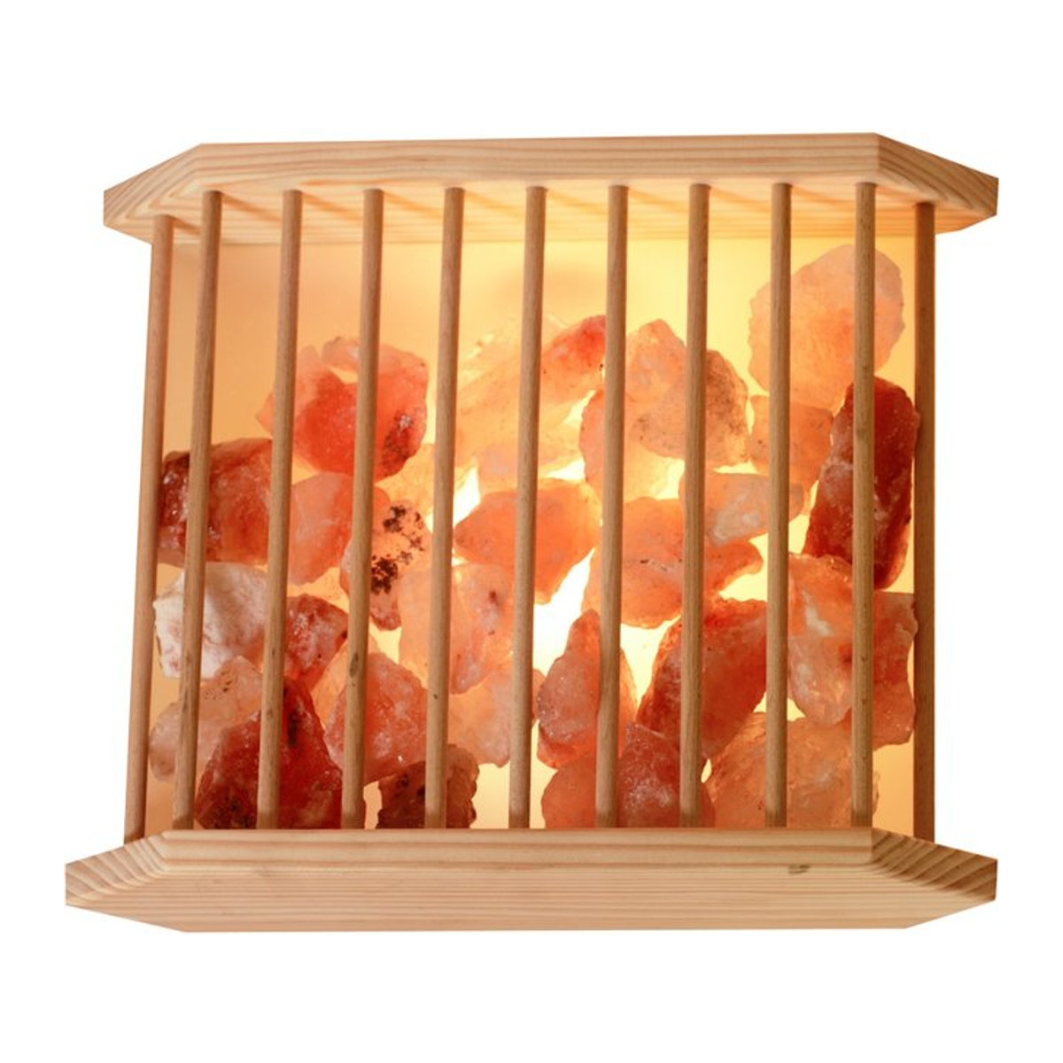 Karibu Salzkristallleuchte für die Sauna mit 4 kg Salzkristallen aus Naturstein und Holz ohne Leuchtmittel - Bild 2