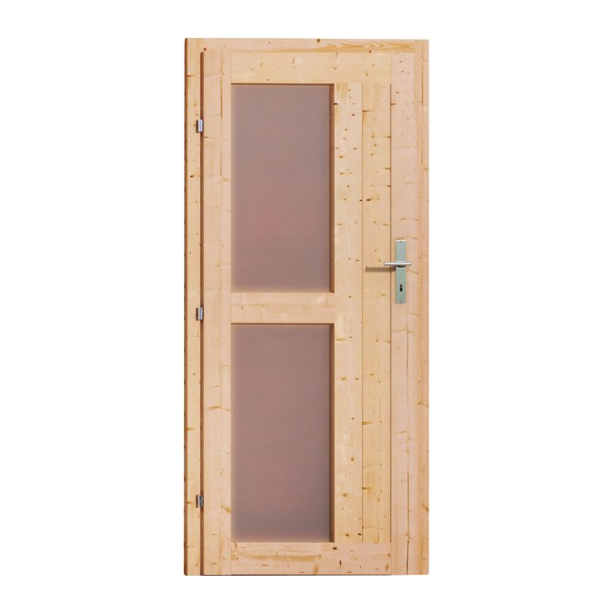 KARIBU Saunatür für Außensauna aus Massivholz mit Milchglasoptik in Weiß und Natur, B/H: 83 x 177 cm - Bild 3