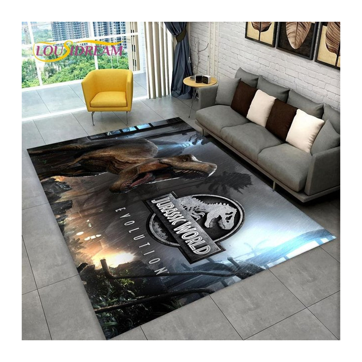 Karpetti 3D-Cartoon-Jurassic-Park-Dinosaurier-Teppich, mehrfarbig, B/B/H: 90 x 60 cm - Bild 1
