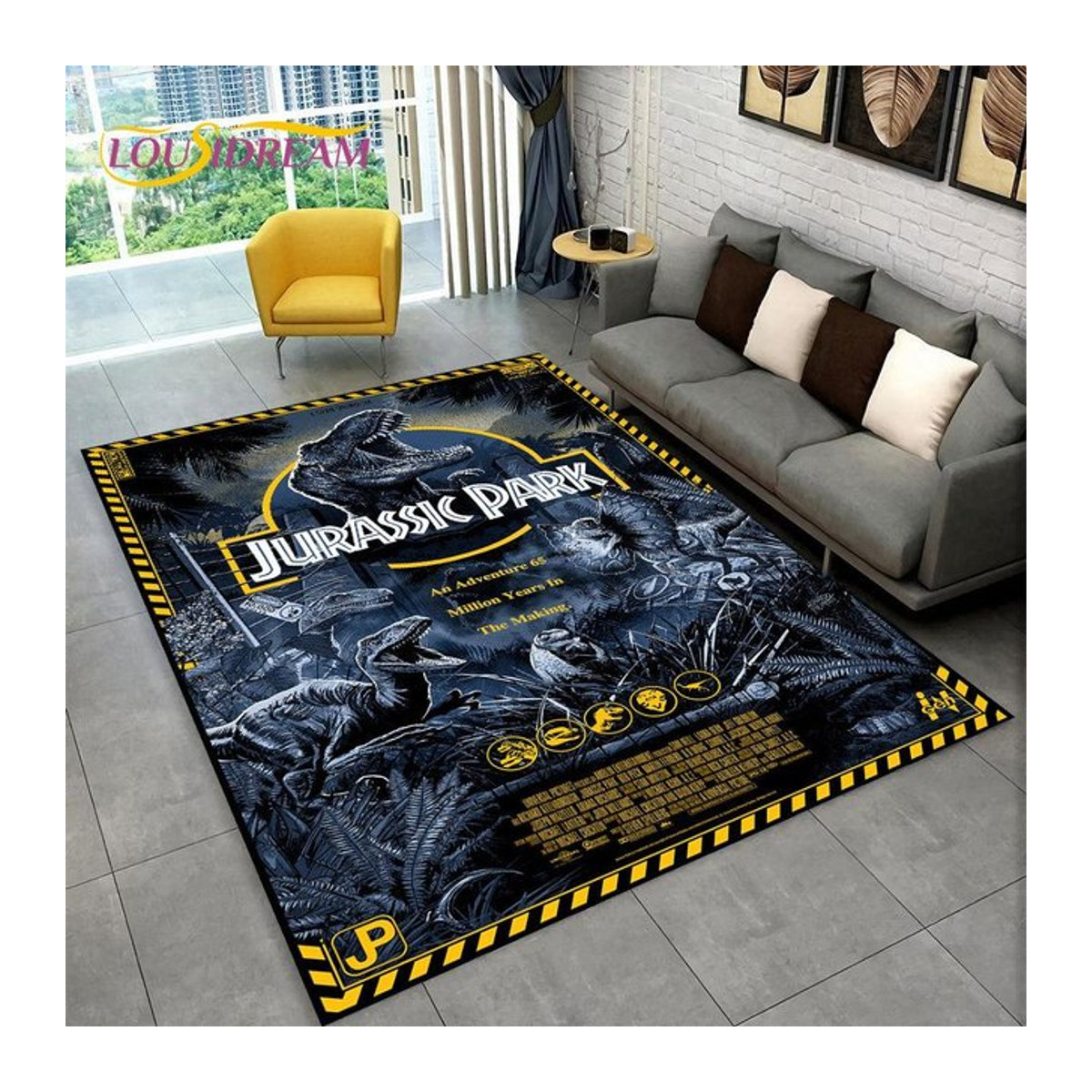 Karpetti 3D-Cartoon-Jurassic-Park-Dinosaurier-Teppich, mehrfarbig, B/T: 100 x 70 cm - Bild 1