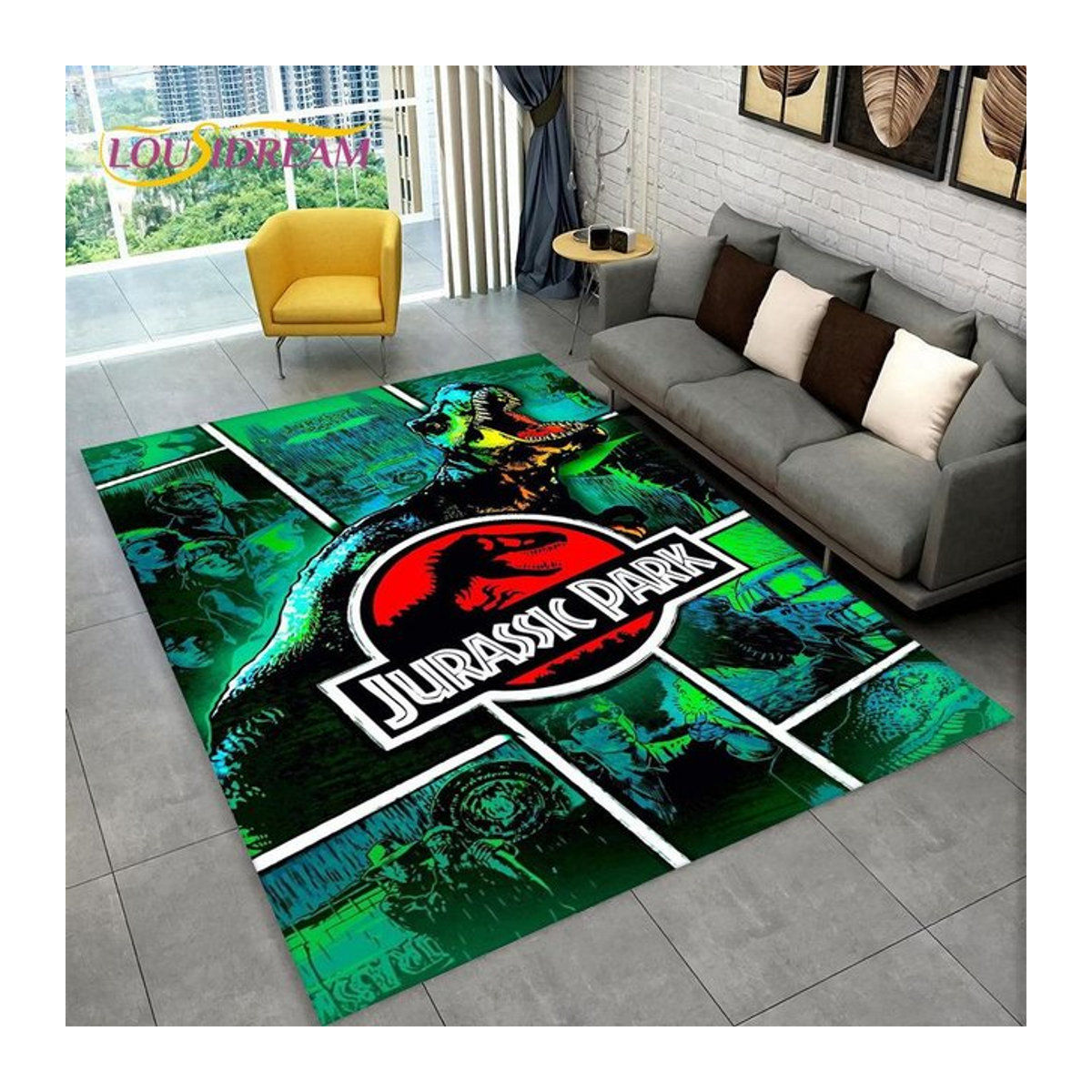 Karpetti 3D-Cartoon-Jurassic-Park-Dinosaurier-Teppich, mehrfarbig, B/T: 60 x 40 cm - Bild 1