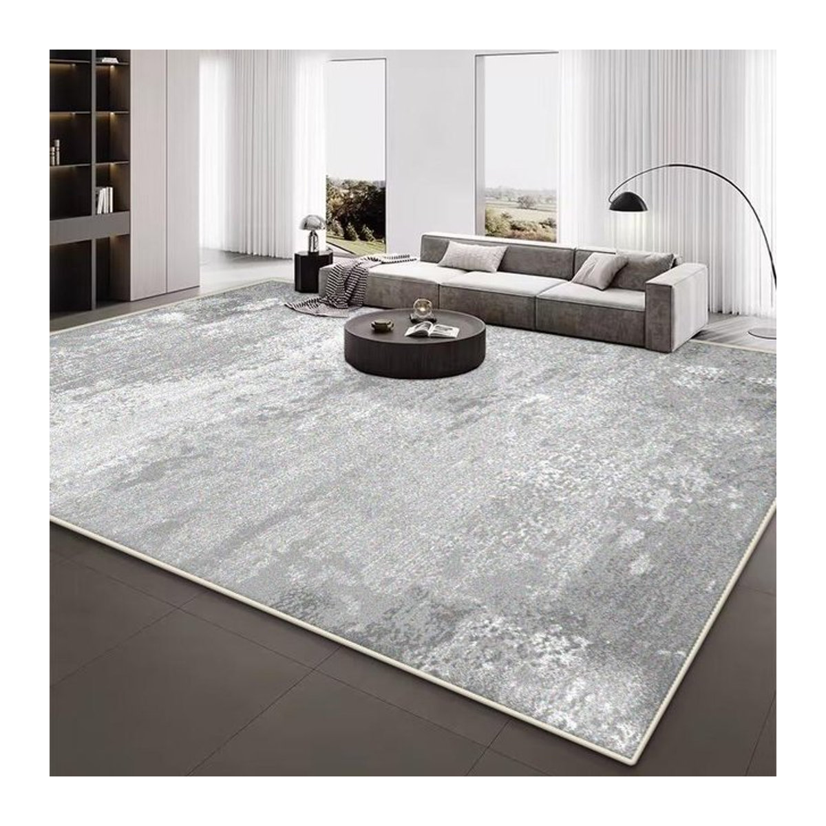 Karpetti Abstrakt Luxus Wohnzimmerteppich Plüsch Bodenmatte Grau B/T: 200 x 230 cm - Bild 1