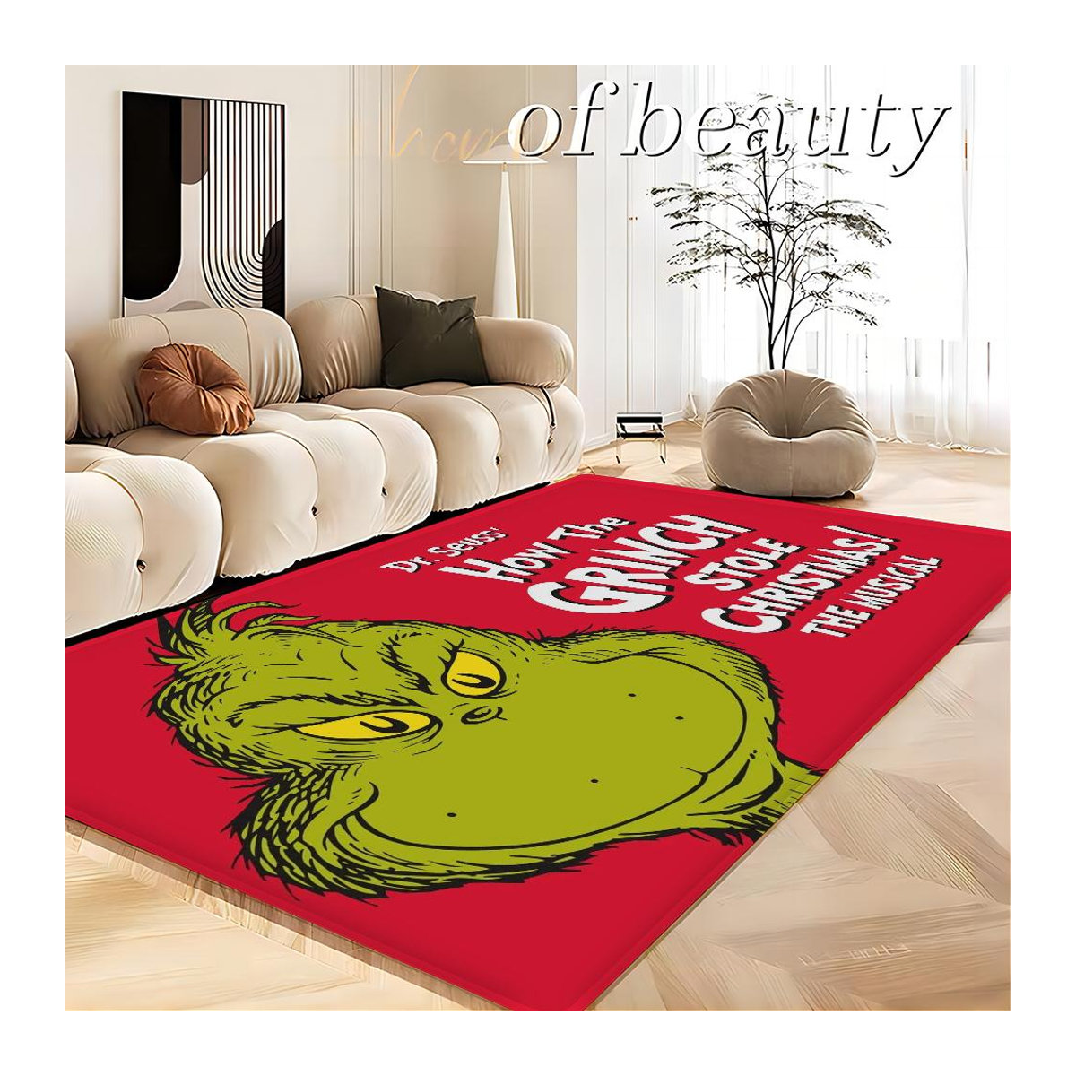 Karpetti Bereichsteppich Frohe Weihnachten in Rot, Waschbar und Rutschfest, B/T: 60 x 40 cm - Bild 1