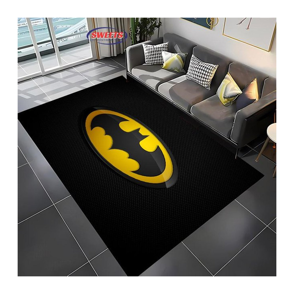 Karpetti DC Batman Teppich Schwarz, Rutschfest und Schalldämmend, B/T: 80 x 160 cm - Bild 1