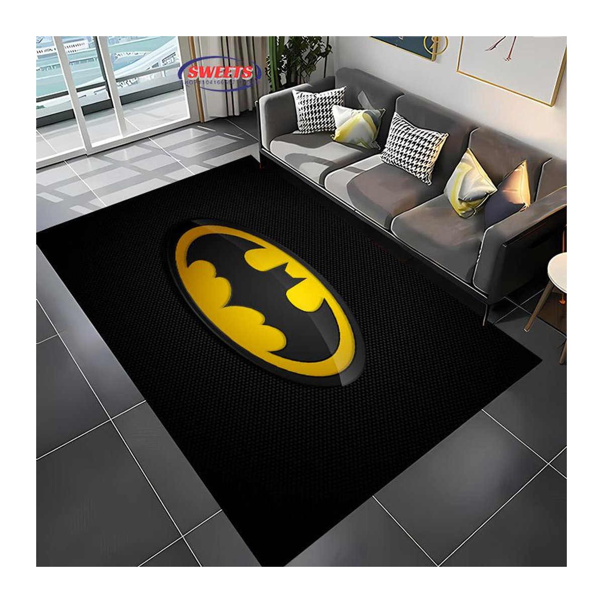 Karpetti DC Batman Themen Teppich Schwarz, Rutschfest und Schalldämmend, B/B: 70 x 100 cm - Bild 1